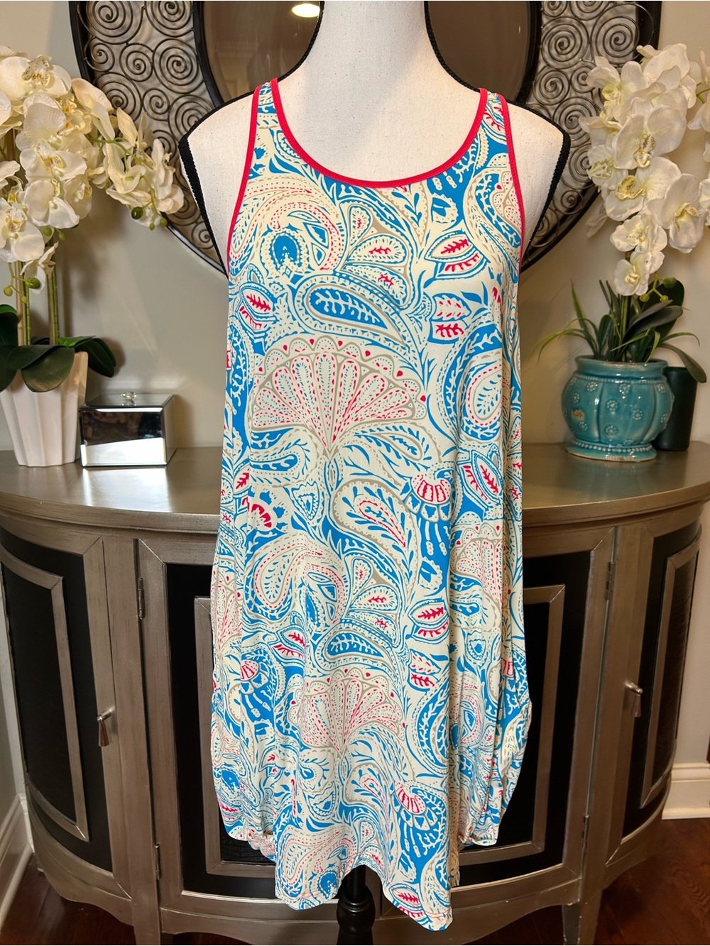 Marc by Marc Jacobs Blue, Cream & Pink Paisley Tank Coverup